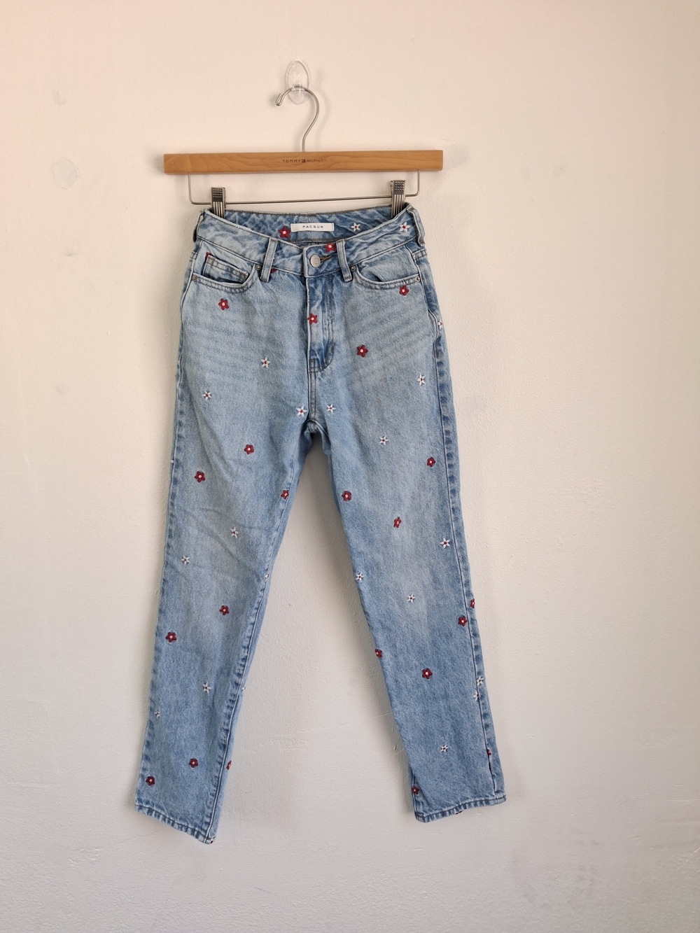 Pacsun Light Blue Embroidered Floral Womens Jeans 22